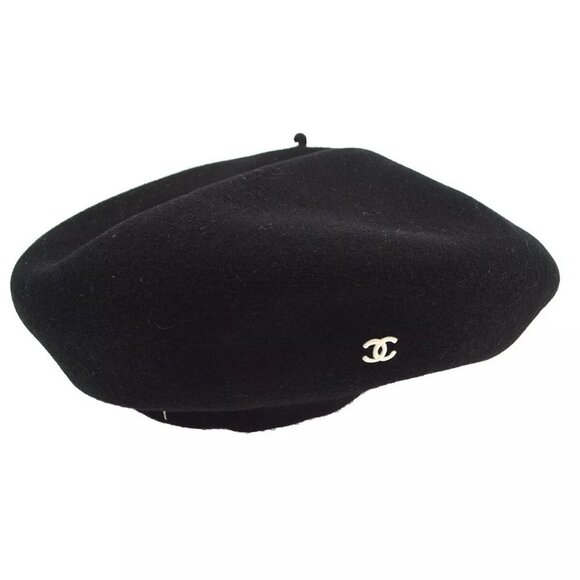Chanel Black Hat Beret Small Good - Picture 2 of 15